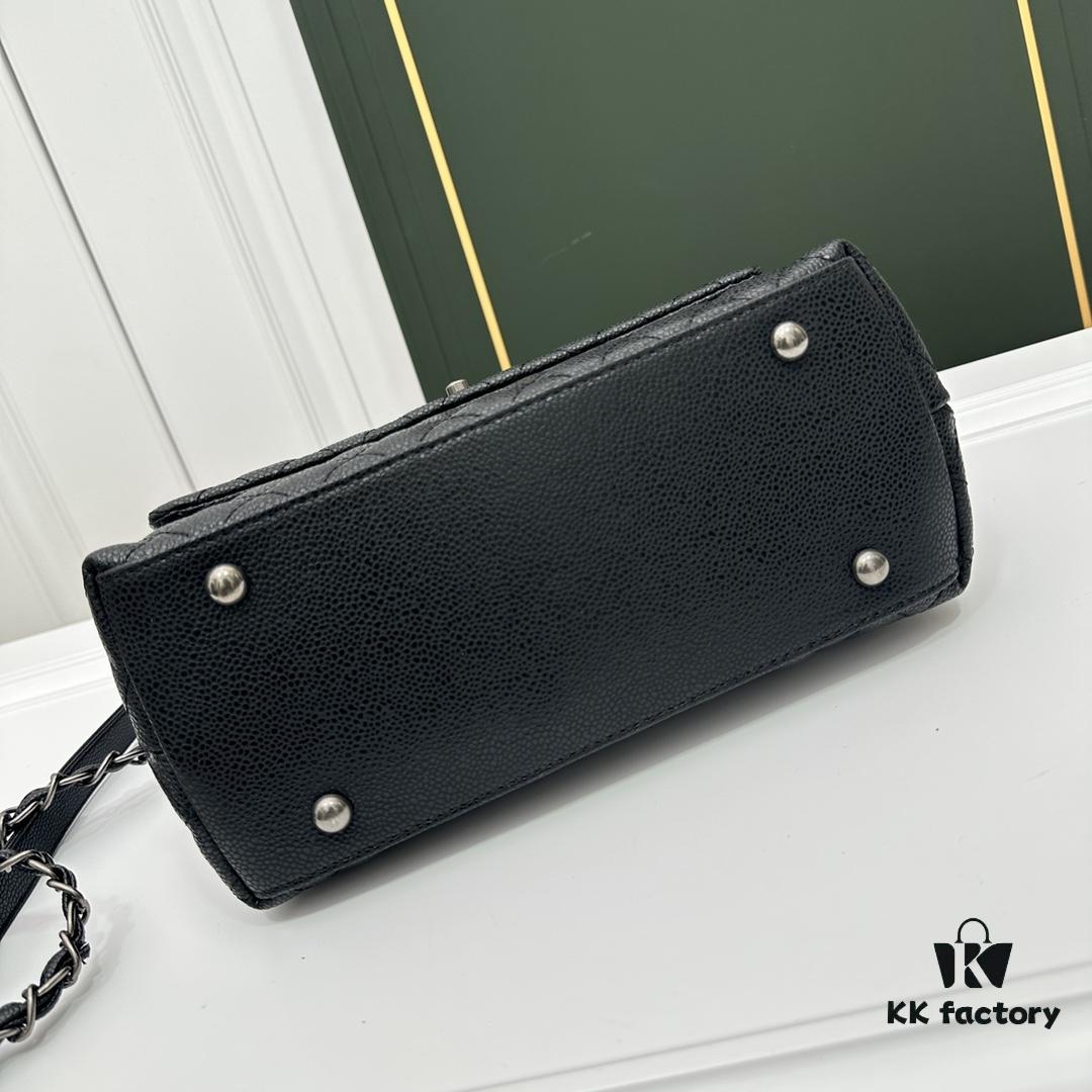 693047ccf09edb6de4c4dff8 Calfskin Leather Shoulder & Top Handle Bag with Lizard Texture and Chanel-Style Hardware