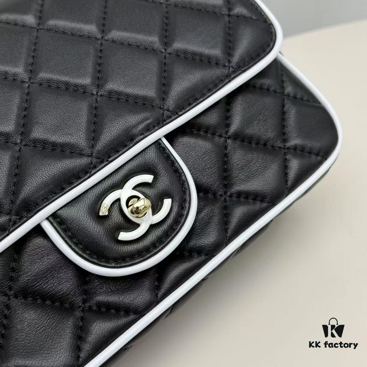 693047def09edb6de4c4e002 CHANEL 25P Panda Spring-Summer Collection Black and White Calfskin with Gold Hardware
