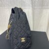 693047eaf09edb6de4c4e00a Chanel Washed Denim 25C Hobo Bag with Quilted Ball Texture, Vintage Coin Button Drawstring Bucket Bag in Retro Black and Gold with Diamond Stitching, Classic Chain Design