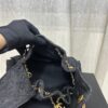 693047f3f09edb6de4c4e010 Chanel Washed Denim 25C Hobo Bag with Quilted Ball Texture, Vintage Coin Button Drawstring Bucket Bag in Retro Black and Gold with Diamond Stitching, Classic Chain Design