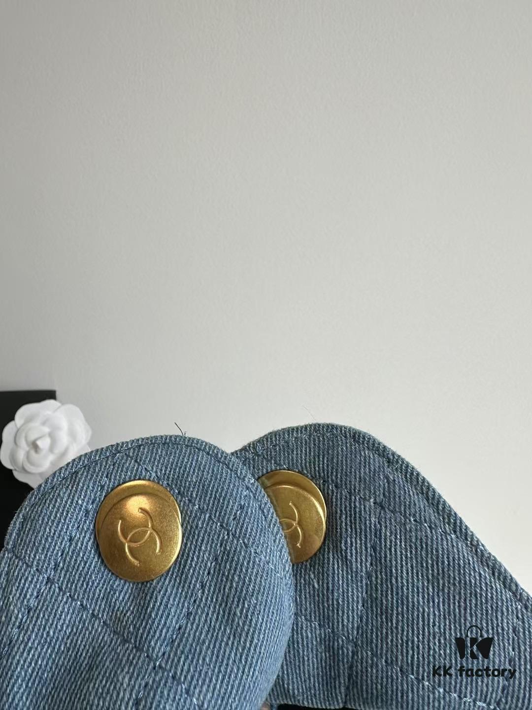 693047fef09edb6de4c4e017 Chanel Washed Denim 25C Hobo Bag with Quilted Ball Texture, Vintage Coin Buckle Drawstring Bucket Bag in Retro Black and Gold with Diamond Stitching and Classic Chain Design
