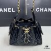 69304815f09edb6de4c4e02a Top-Grade Authentic Chanel 25C Oil-Waxed Leather Hobo Bag - Mini Vintage Bucket Shoulder Bag with Retro Gold-Tone Buckle Drawstring, Quilted Design, Classic Chain Detail
