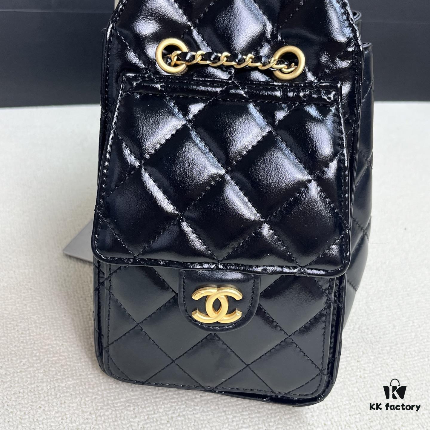 69304816f09edb6de4c4e02c Top-Grade Authentic Chanel 25C Oil-Waxed Leather Hobo Bag - Mini Vintage Bucket Shoulder Bag with Retro Gold-Tone Buckle Drawstring, Quilted Design, Classic Chain Detail