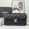 6930481bf09edb6de4c4e031 CHANEL 25P New Handle Top Handle Bag Mini in Black and Gold Lambskin