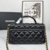 6930481cf09edb6de4c4e032 CHANEL 25P New Handle Top Handle Bag Mini in Black and Gold Lambskin