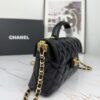 69304820f09edb6de4c4e036 CHANEL 25P New Handle Top Handle Bag Mini in Black and Gold Lambskin