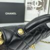 69304821f09edb6de4c4e037 CHANEL 25P New Handle Top Handle Bag Mini in Black and Gold Lambskin