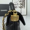 69304824f09edb6de4c4e03a CHANEL 25P New Handle Top Handle Bag Mini in Black and Gold Lambskin