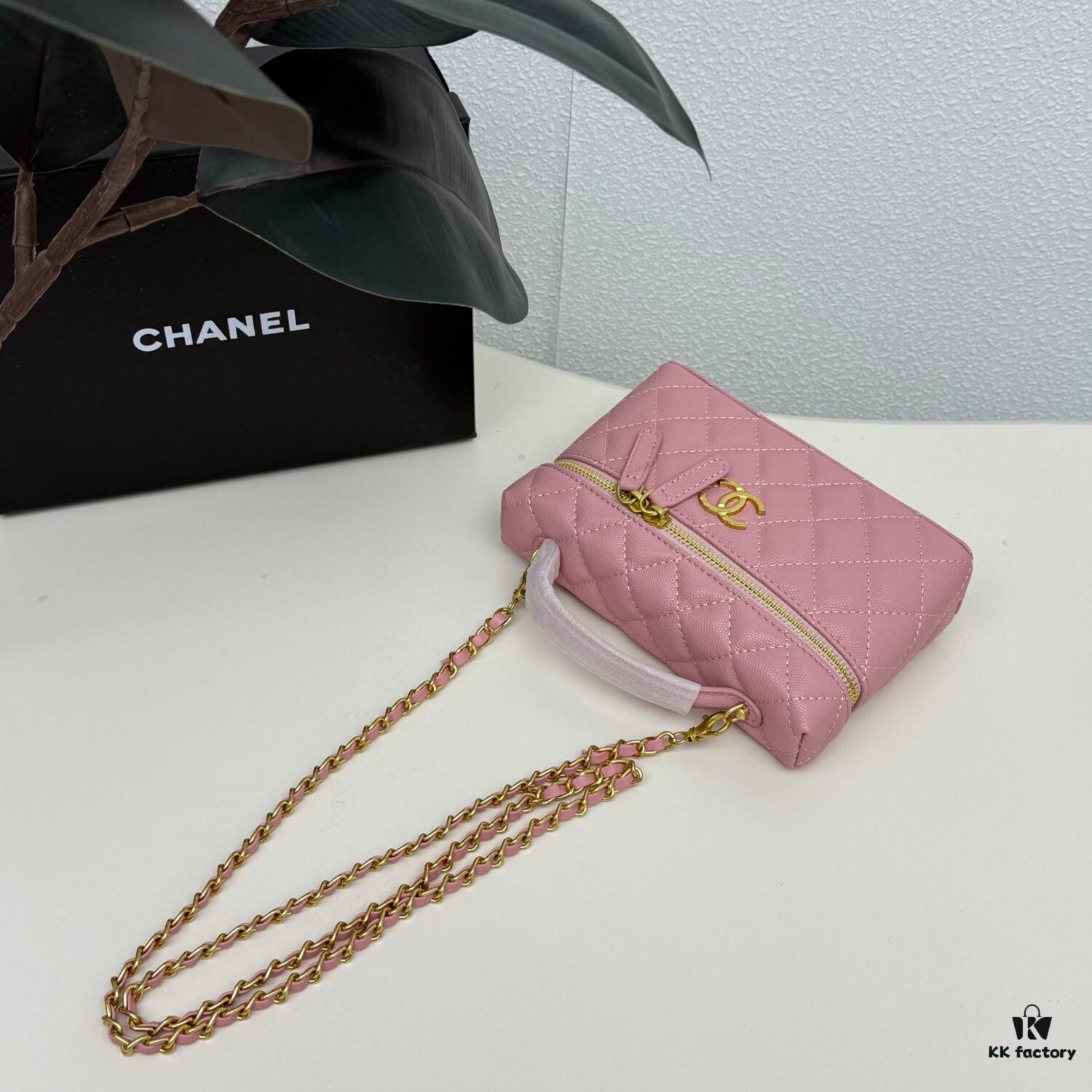 6930482cf09edb6de4c4e03f Genuine Top Grain Calfskin CHANEL 25P Black Gold Brushed Logo Flat Box Bag