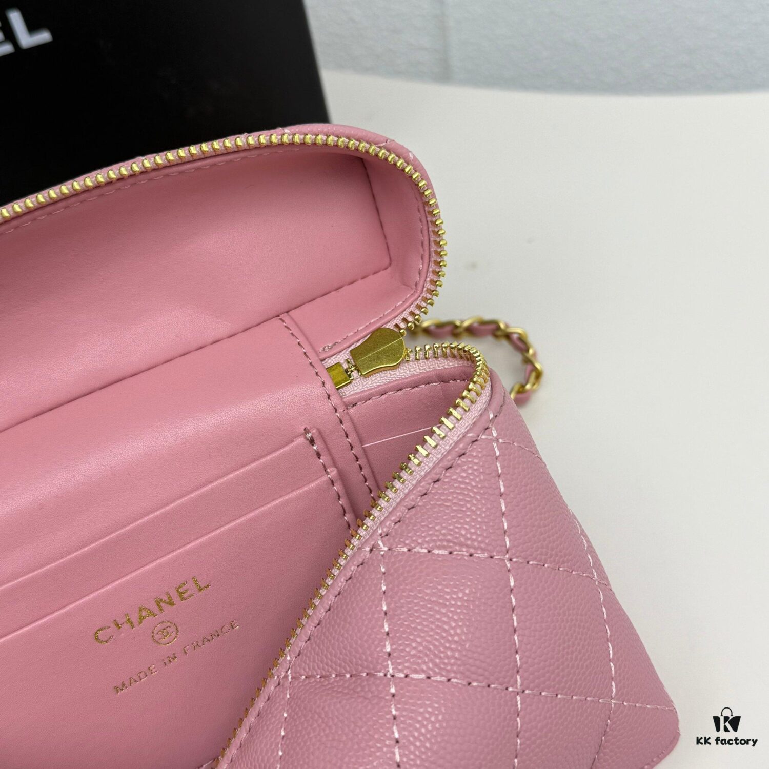 6930482cf09edb6de4c4e040 Genuine Top Grain Calfskin CHANEL 25P Black Gold Brushed Logo Flat Box Bag