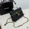 6930483cf09edb6de4c4e04b CHANEL 25P Black and Gold Brushed Logo Flat Box Bag in Top-Grain Caviar Leather