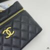 69304843f09edb6de4c4e04e CHANEL 25P Black and Gold Brushed Logo Flat Box Bag in Top-Grain Caviar Leather