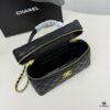 69304844f09edb6de4c4e04f CHANEL 25P Black and Gold Brushed Logo Flat Box Bag in Top-Grain Caviar Leather