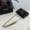6930487bf09edb6de4c4e074 CHANEL 25P Black and Gold Brushed Logo Flat Box Bag in Top-Grain Caviar Leather