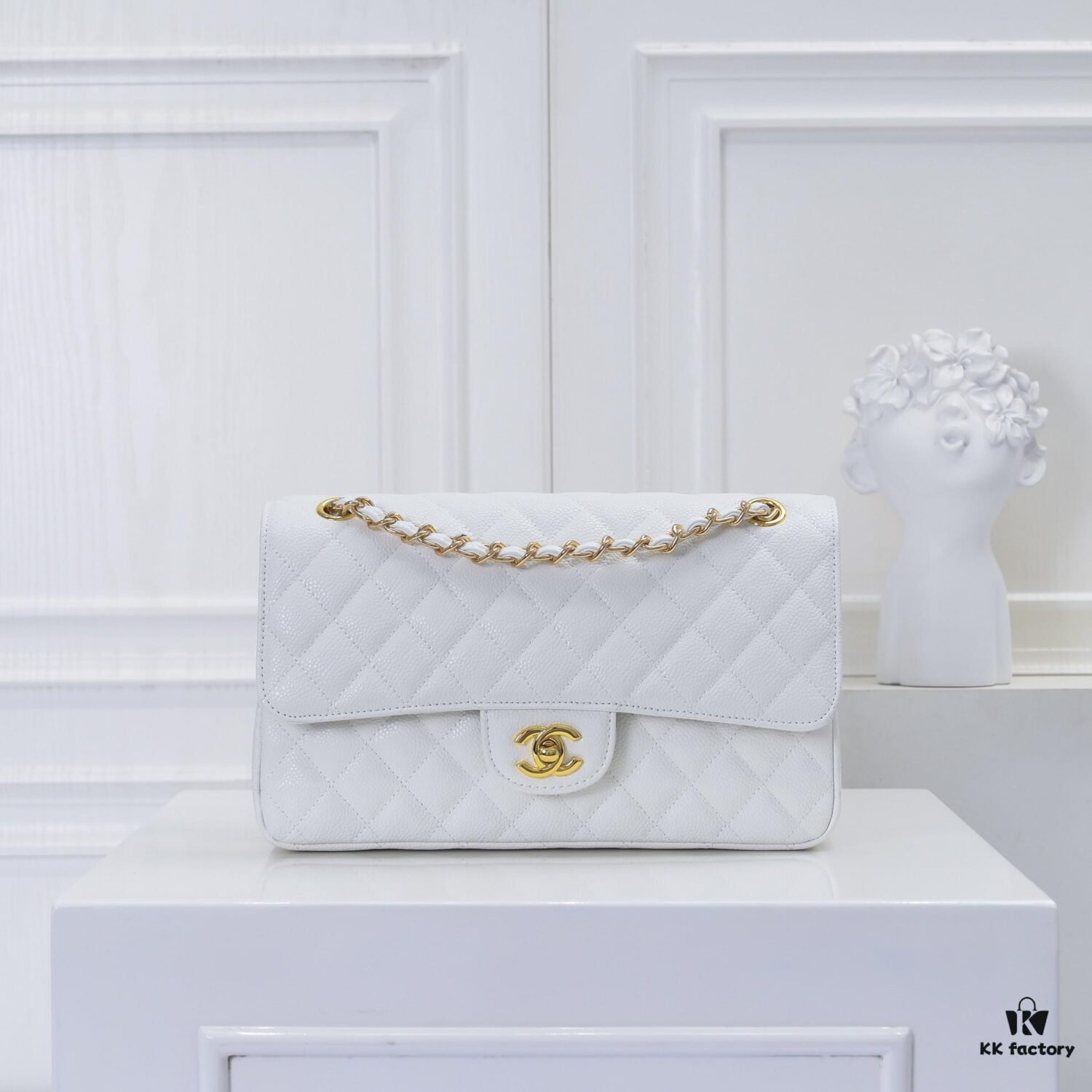 69304963f09edb6de4c4e1af Chanel 2.55 Quilted Caviar Leather Shoulder Bag with Genuine Gold-Tone Hardware