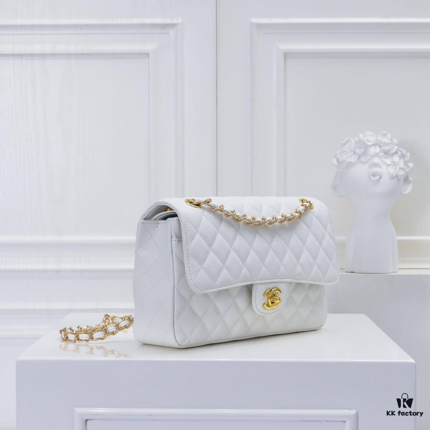 69304965f09edb6de4c4e1b1 Chanel 2.55 Quilted Caviar Leather Shoulder Bag with Genuine Gold-Tone Hardware