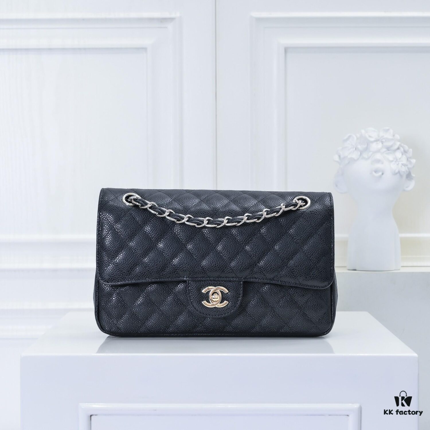 69304969f09edb6de4c4e1b5 Chanel 2.55 Quilted Caviar Leather Shoulder Bag with Genuine Gold-Tone Hardware