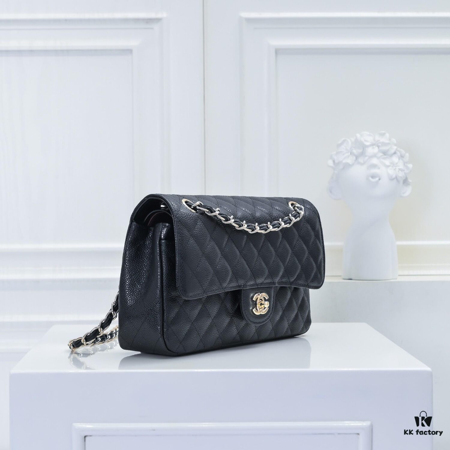 69304989f09edb6de4c4e1d7 Chanel 2.55 Quilted Caviar Leather Shoulder Bag with Genuine Gold-Tone Hardware