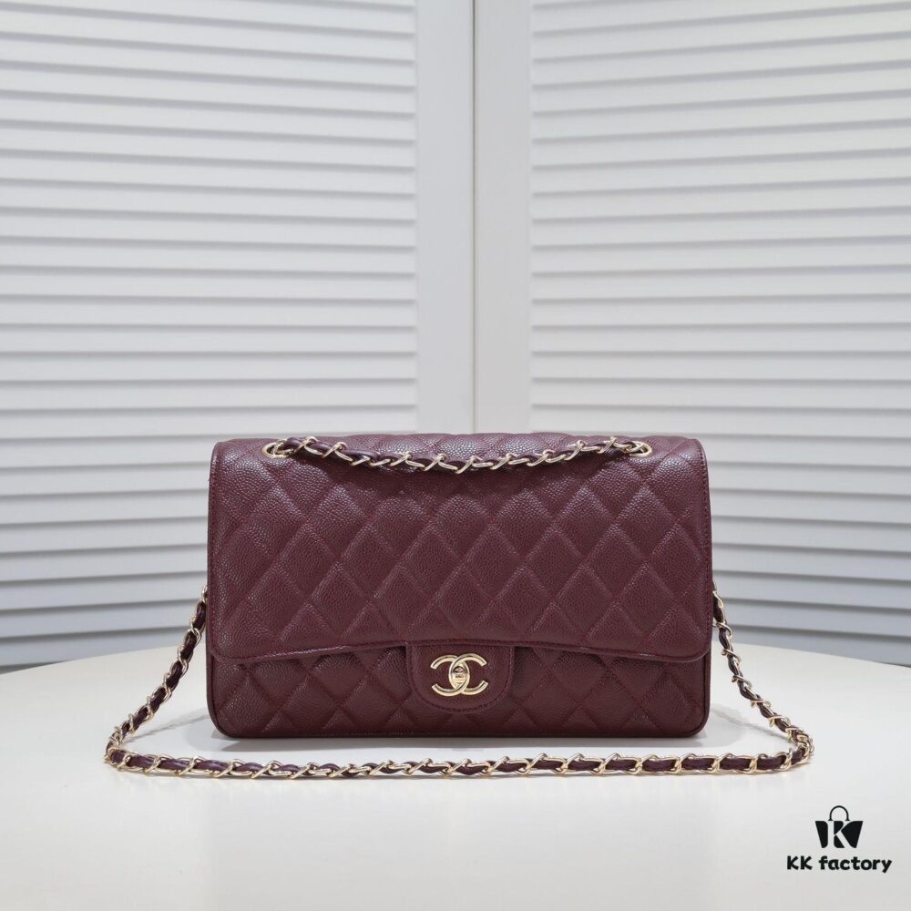 69304a34f09edb6de4c4e2be Burgundy Red Chanel Classic Century Bag, Exquisite Craftsmanship with Imported Caviar Calfskin and Authentic Hardware, Quilted Design, Soft Shape, Size: 30X18X8cm, Model No. 1113