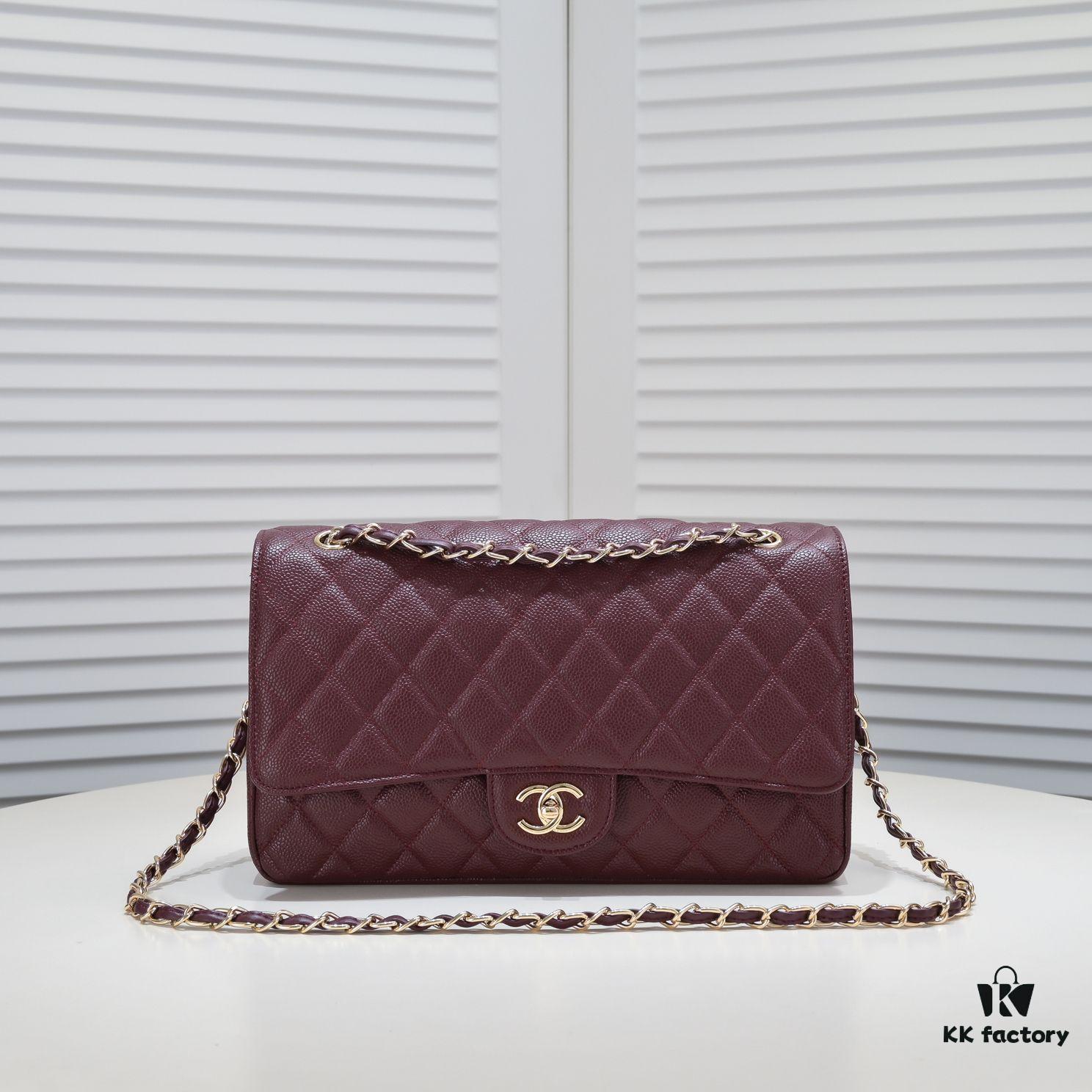 69304a34f09edb6de4c4e2be Burgundy Red Chanel Classic Century Bag, Exquisite Craftsmanship with Imported Caviar Calfskin and Authentic Hardware, Quilted Design, Soft Shape, Size: 30X18X8cm, Model No. 1113