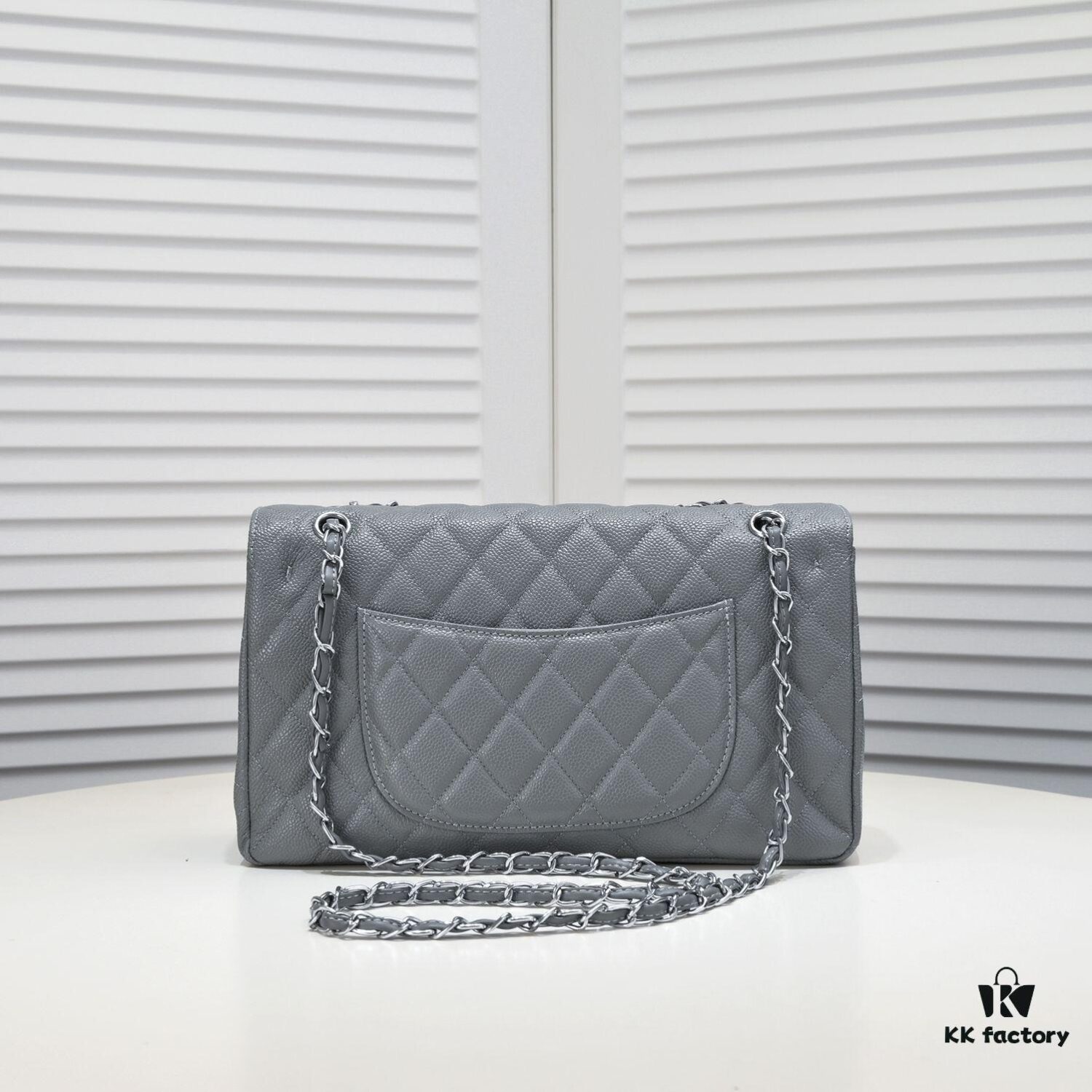 69304a3df09edb6de4c4e2cc Gray Chanel Classic Flap Bag, Century Iconic Style, Premium Imported Caviar Leather with Authentic Hardware
