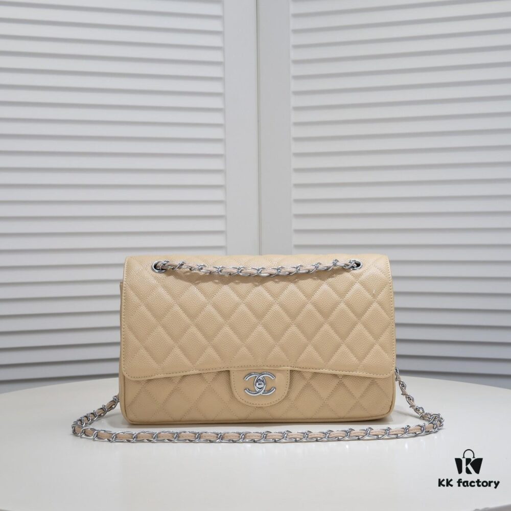 69304a42f09edb6de4c4e2d4 Beige Chanel Classic Bag, Century Iconic Style, Made with Precision Craftsmanship, Imported Caviar Calfskin with Original Hardware, Quilted Pattern Fullness, Perfect Soft Silhouette