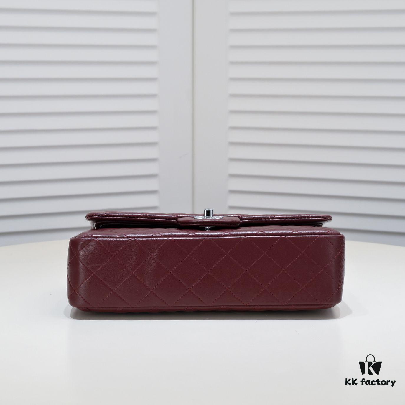 69304a59f09edb6de4c4e2f1 Burgundy Red Chanel Classic Lambskin Crossbody Bag with Original Hardware