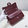69304a5cf09edb6de4c4e2f3 Burgundy Red Chanel Classic Lambskin Crossbody Bag with Original Hardware