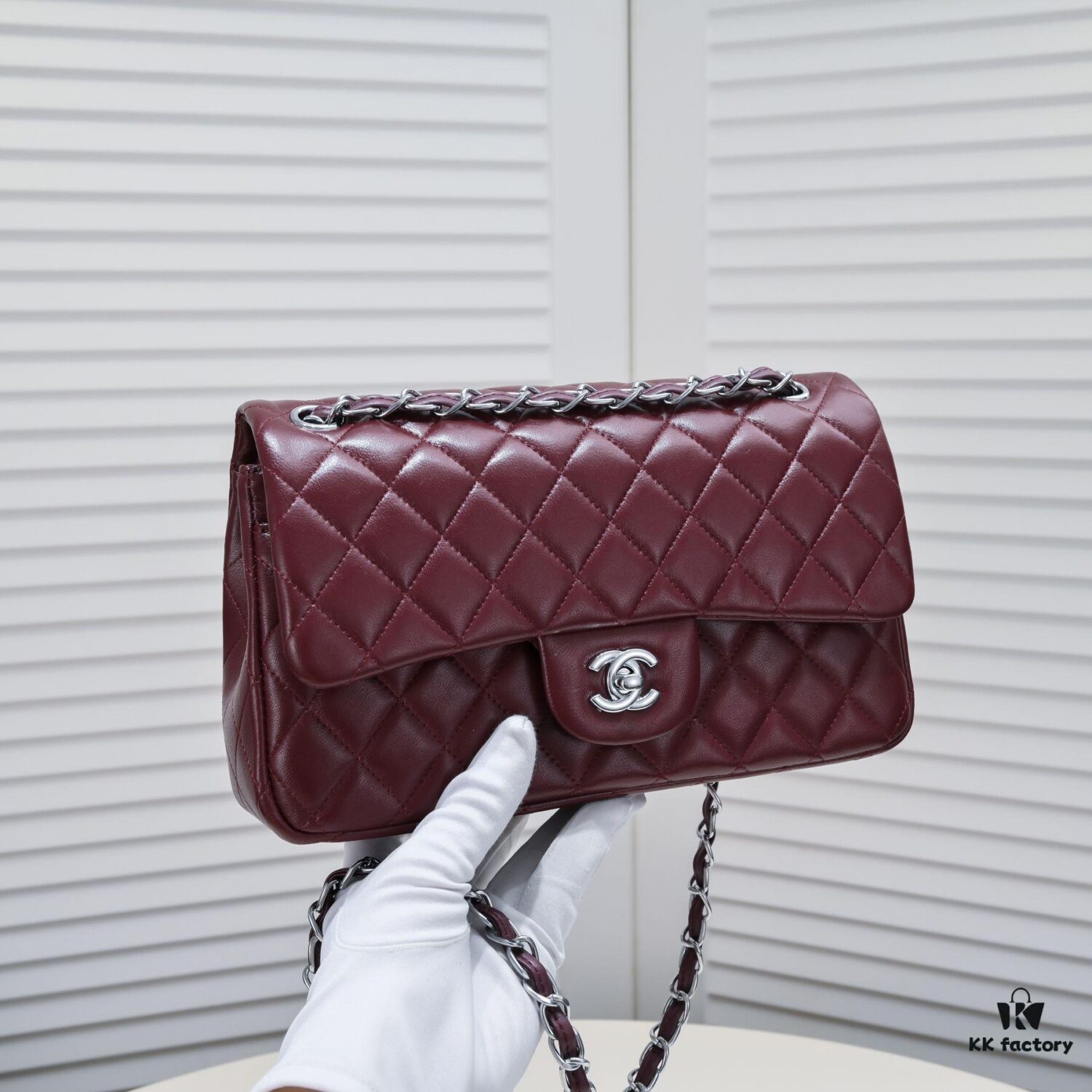 69304a5cf09edb6de4c4e2f4 Burgundy Red Chanel Classic Lambskin Crossbody Bag with Original Hardware