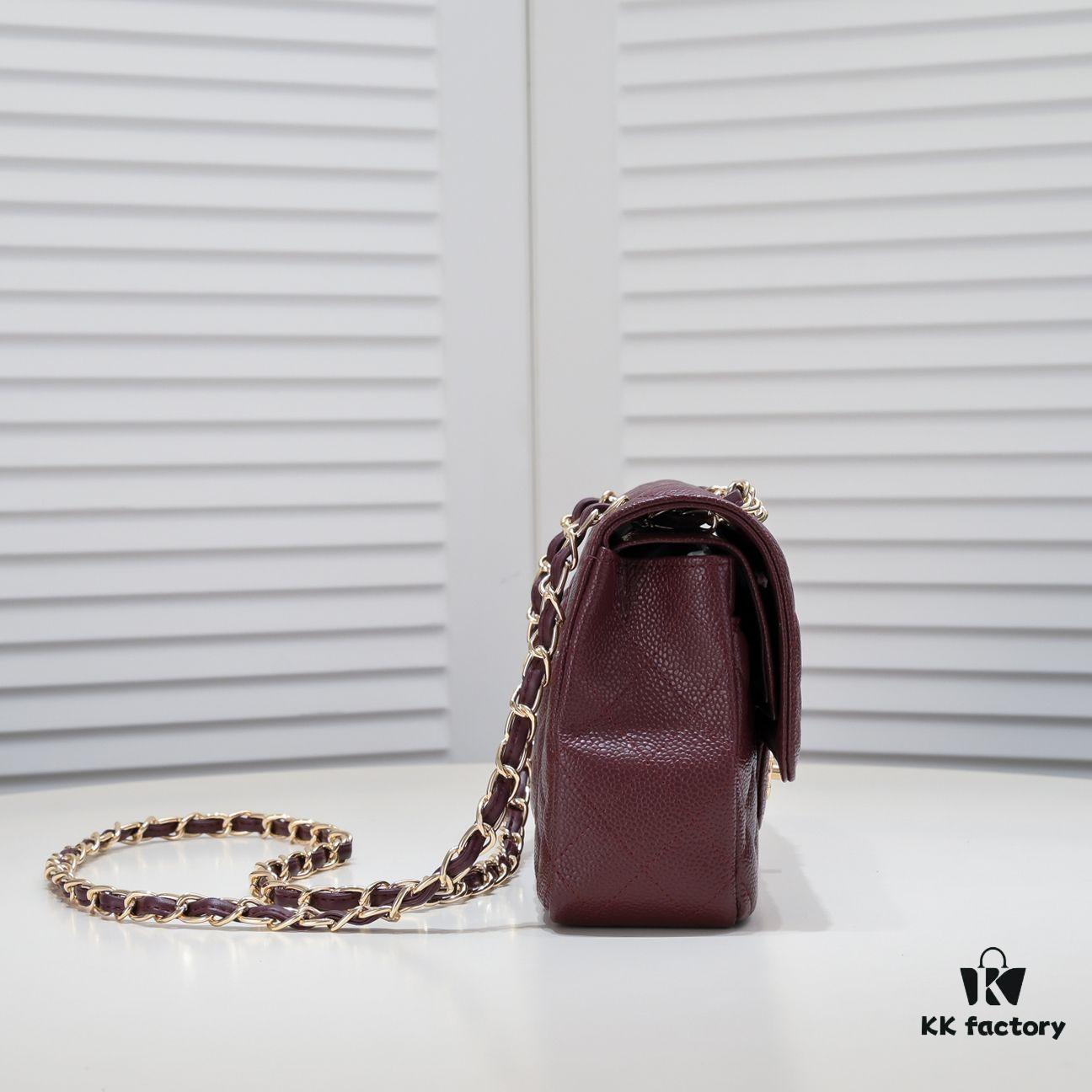 69304a5cf09edb6de4c4e2f5 Burgundy Red Chanel CF2.55, Ultimate Masterpiece in Exotic Caviar-Grained Calfskin with Genuine 18K Gold Hardware