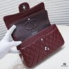 69304a5df09edb6de4c4e2f6 Burgundy Red Chanel Classic Lambskin Crossbody Bag with Original Hardware