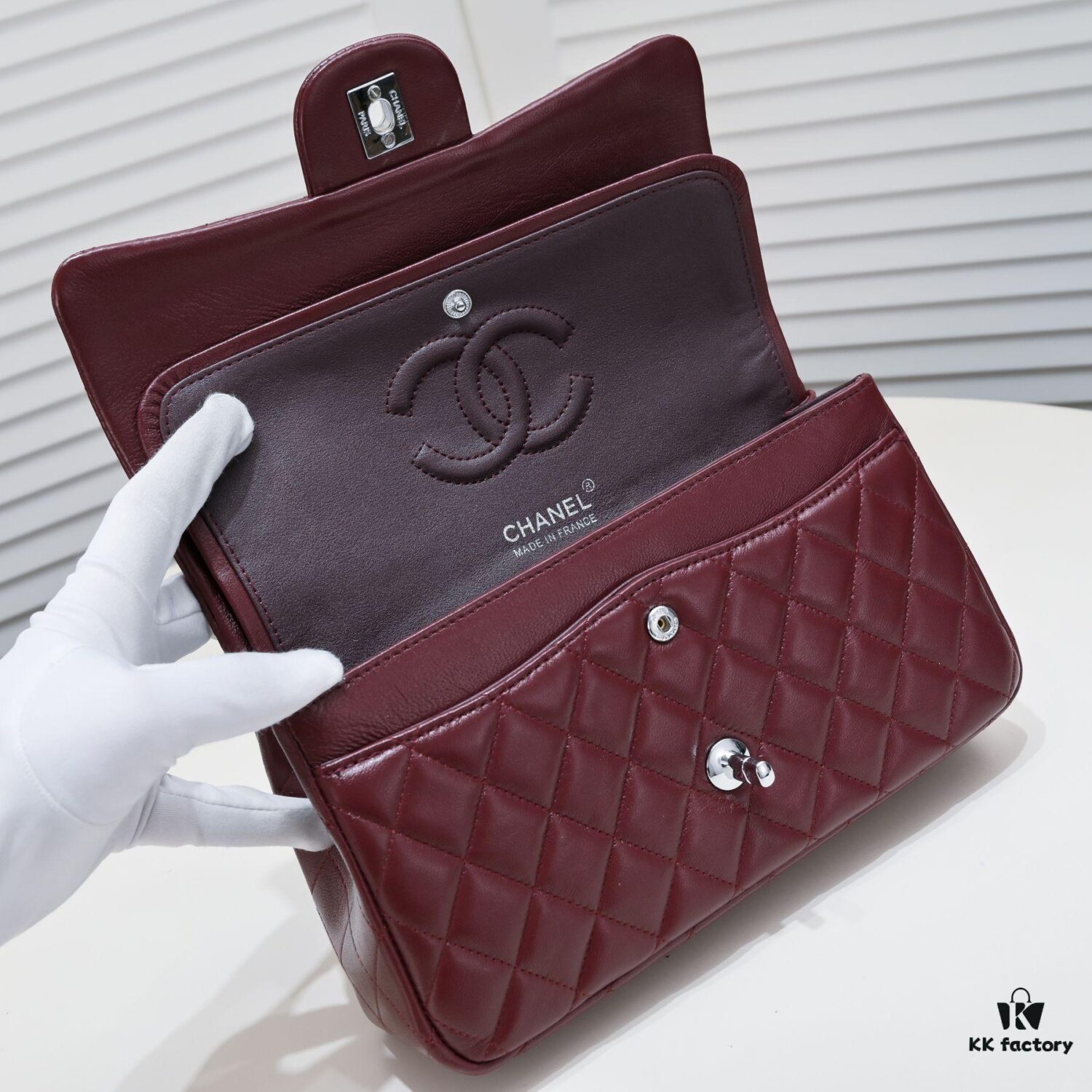 69304a5df09edb6de4c4e2f6 Burgundy Red Chanel Classic Lambskin Crossbody Bag with Original Hardware