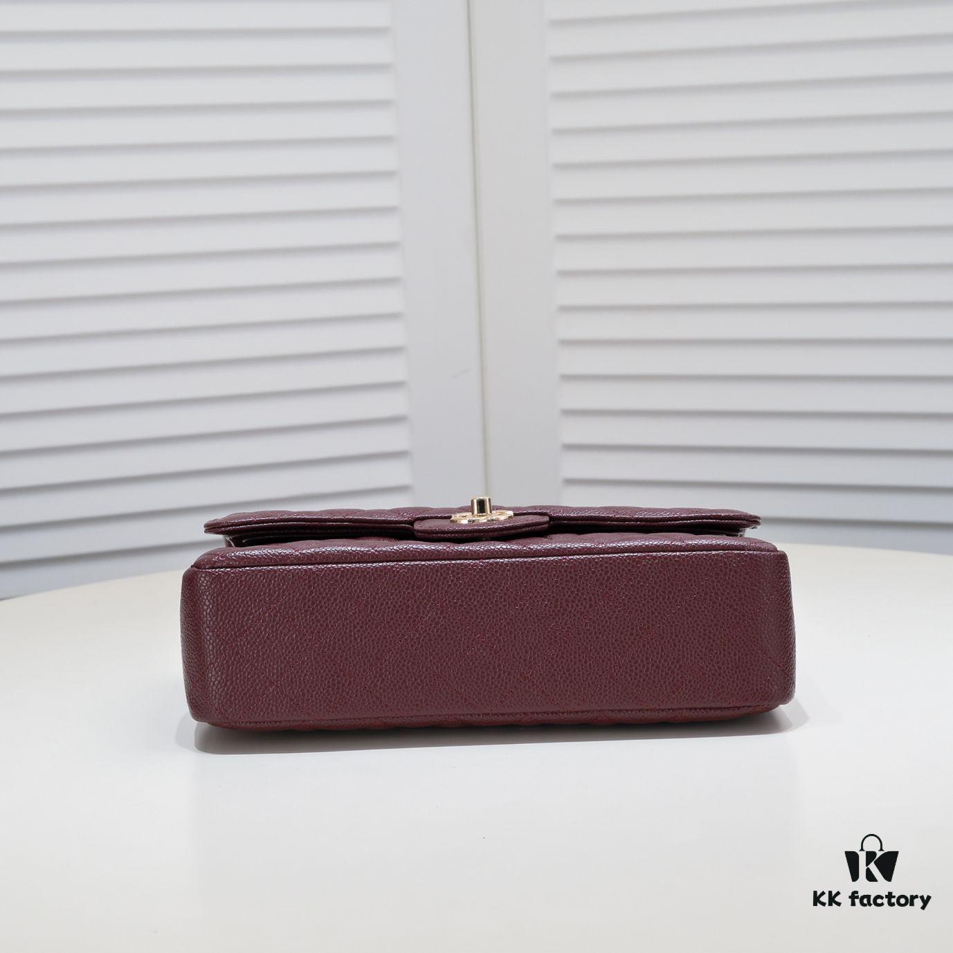 69304a5ef09edb6de4c4e2f8 Burgundy Red Chanel CF2.55, Ultimate Masterpiece in Exotic Caviar-Grained Calfskin with Genuine 18K Gold Hardware
