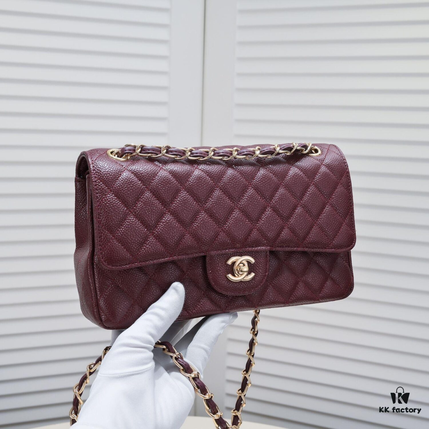69304a62f09edb6de4c4e2fe Burgundy Red Chanel CF2.55, Ultimate Masterpiece in Exotic Caviar-Grained Calfskin with Genuine 18K Gold Hardware