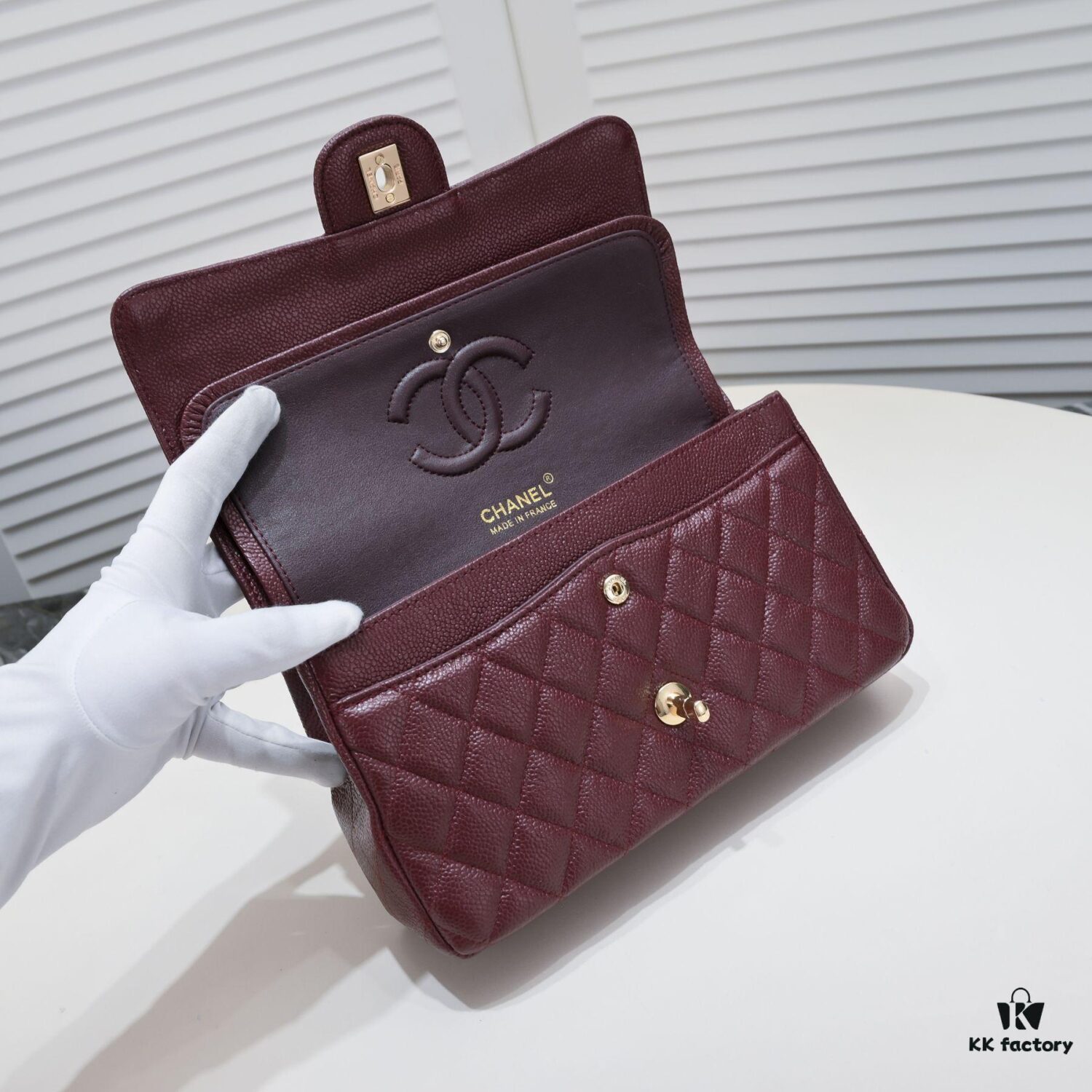 69304a63f09edb6de4c4e301 Burgundy Red Chanel CF2.55, Ultimate Masterpiece in Exotic Caviar-Grained Calfskin with Genuine 18K Gold Hardware