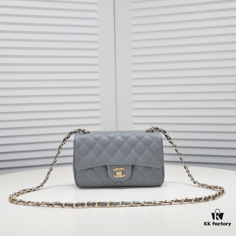 69304a73f09edb6de4c4e317 Gray CF Style Caviar Leather Handbag, Versatile Chanel-Inspired Classic Design, Elegant and Soft High-End Leather, Premium Hardware and Craftsmanship
