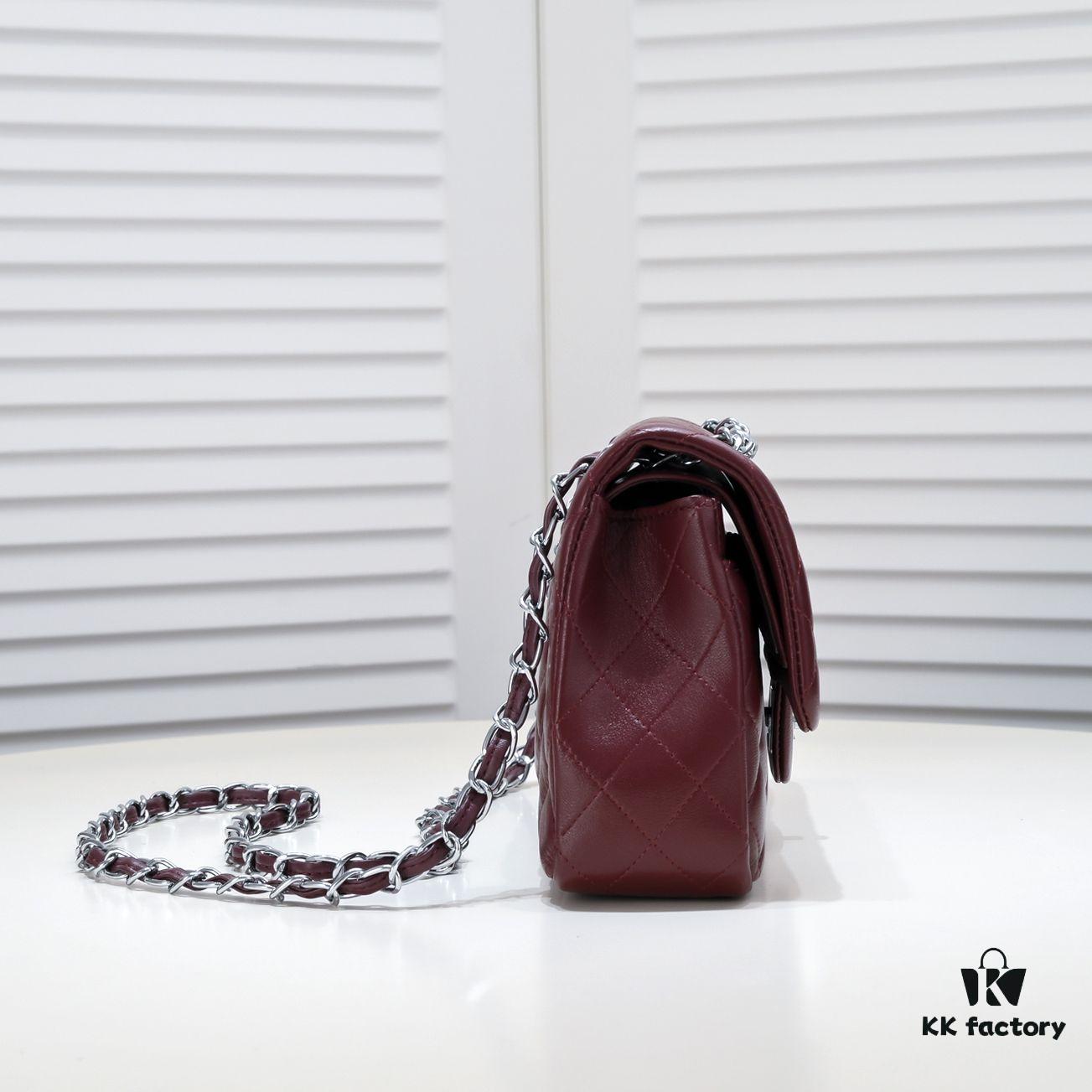 69304a74f09edb6de4c4e318 Burgundy Red Chanel Classic Lambskin Crossbody Bag with Original Hardware