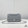 69304a7af09edb6de4c4e320 Gray Chanel Classic Lambskin Crossbody Bag with Red Interior, Summer Style 25.5*16*6.5 cm