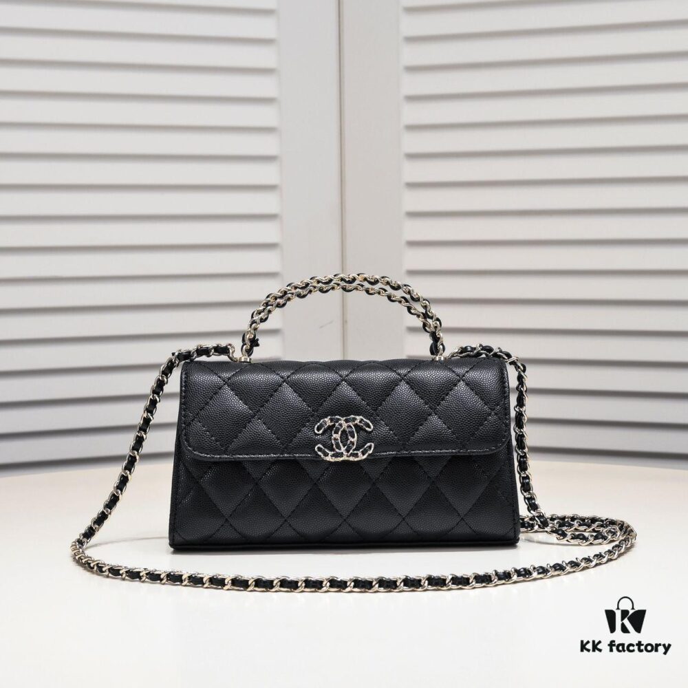 69304a8af09edb6de4c4e33c Chanel Kelly Long Handle Bag in Black Calfskin