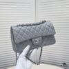 69304a94f09edb6de4c4e349 Gray Chanel Classic Lambskin Crossbody Bag with Red Interior, Summer Style 25.5*16*6.5 cm