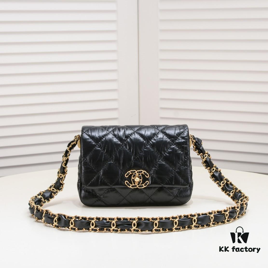 69304a96f09edb6de4c4e34f Chanel 23K Calfskin Wide Strap Shoulder Bag AS4423