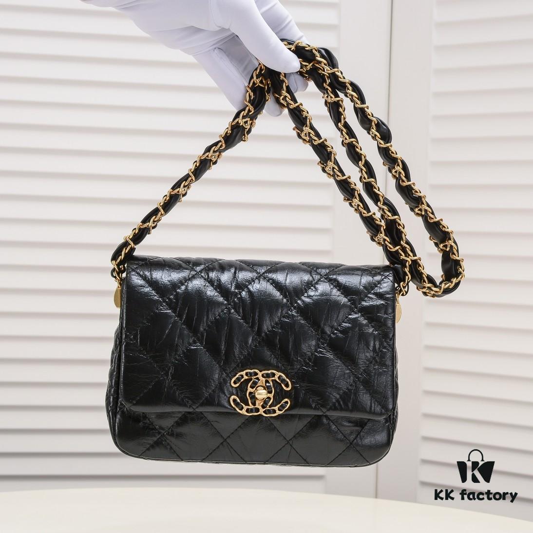 69304a99f09edb6de4c4e351 Chanel 23K Calfskin Wide Strap Shoulder Bag AS4423
