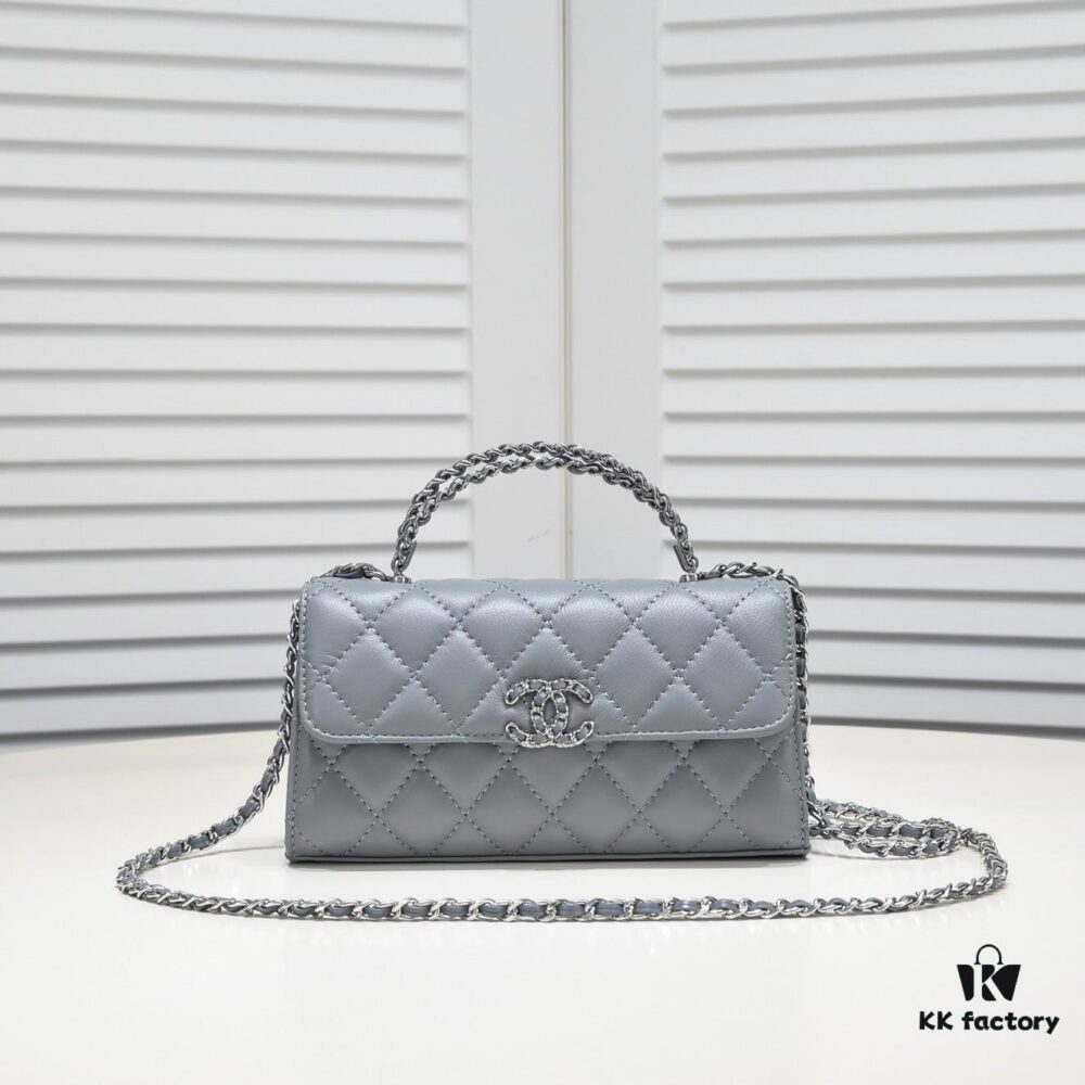 69304ab1f09edb6de4c4e374 Large Chanel Black Kelly Bag with Long Handle, Lambskin, 19x10x4.5cm