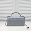 69304ab1f09edb6de4c4e375 Large Chanel Black Kelly Bag with Long Handle, Lambskin, 19x10x4.5cm