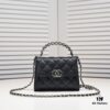 69304abff09edb6de4c4e388 Chanel Black Kelly Long Handle Bag, 23p, Model 9100, Calfskin Leather, Size 15x6x10cm