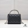 69304abff09edb6de4c4e389 Chanel Black Kelly Long Handle Bag, 23p, Model 9100, Calfskin Leather, Size 15x6x10cm