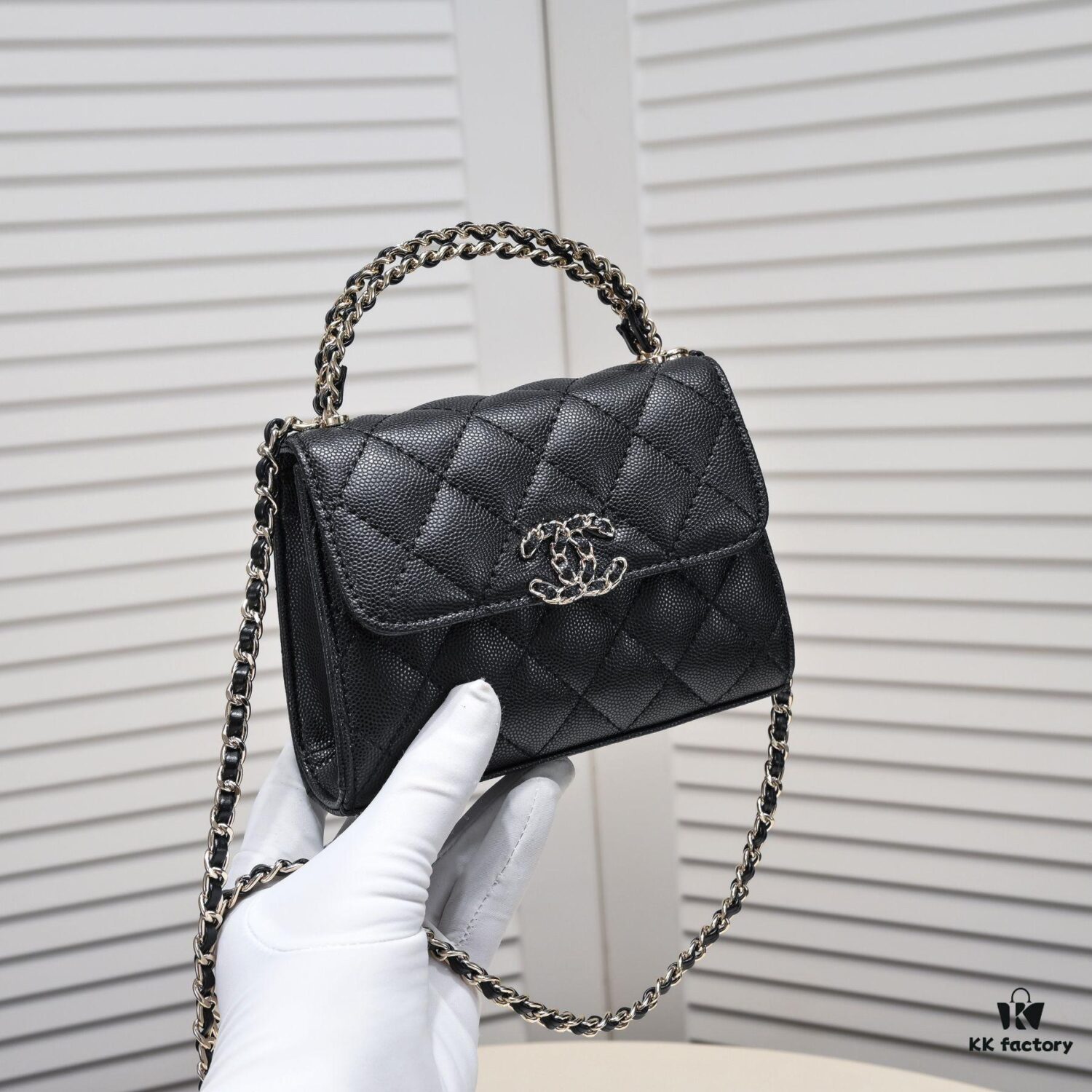 69304ac1f09edb6de4c4e38b Chanel Black Kelly Long Handle Bag, 23p, Model 9100, Calfskin Leather, Size 15x6x10cm