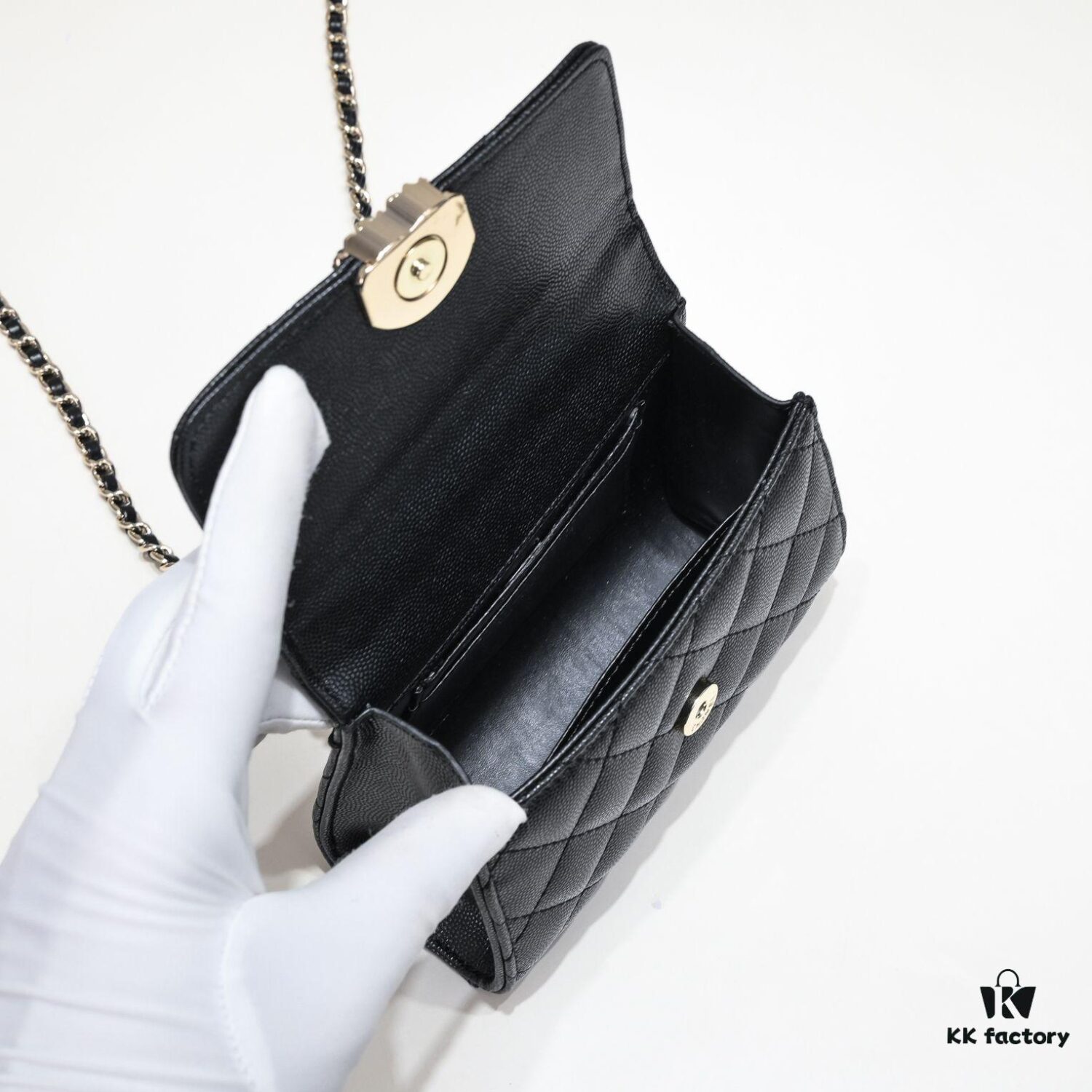 69304ac2f09edb6de4c4e38c Chanel Black Kelly Long Handle Bag, 23p, Model 9100, Calfskin Leather, Size 15x6x10cm