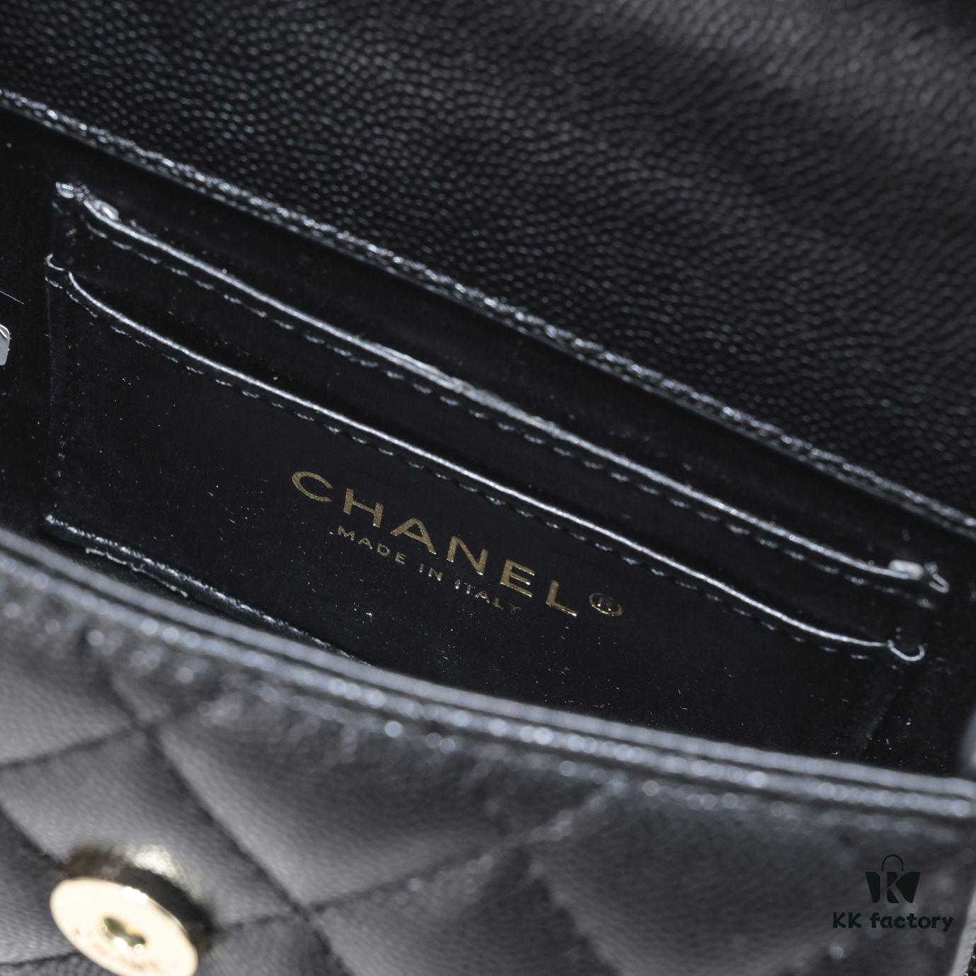 69304ac3f09edb6de4c4e38d Chanel Black Kelly Long Handle Bag, 23p, Model 9100, Calfskin Leather, Size 15x6x10cm