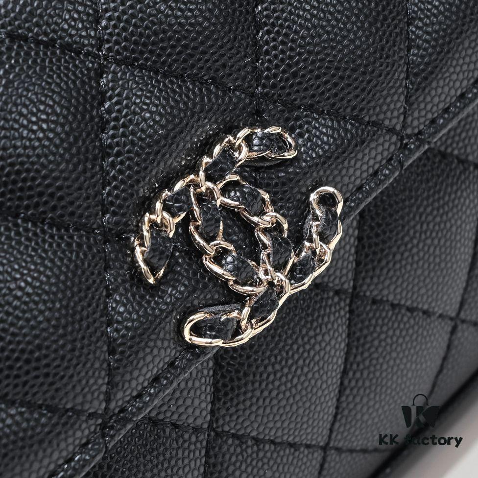 69304ac3f09edb6de4c4e38e Chanel Black Kelly Long Handle Bag, 23p, Model 9100, Calfskin Leather, Size 15x6x10cm